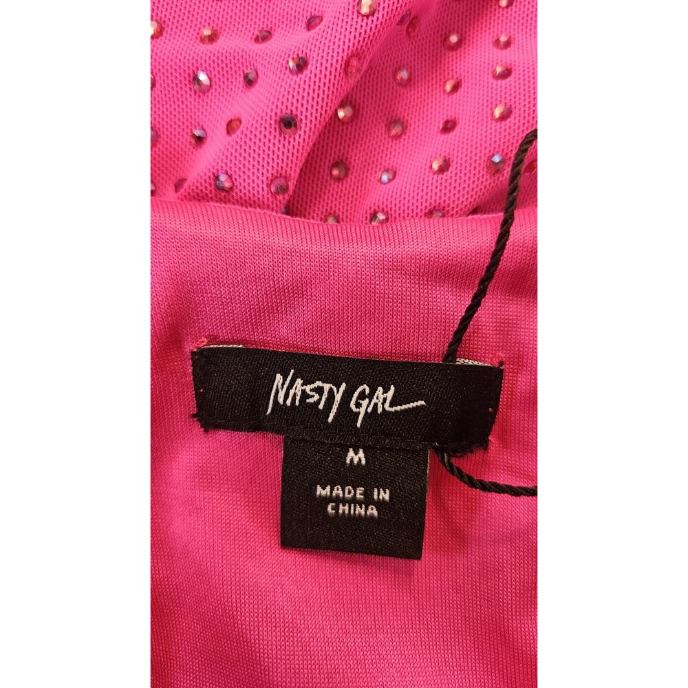 Nasty Gal NWT Dress Size MEDIUM Hot Pink MINI Backless Rhinestones Party Dress - Picture 5 of 8